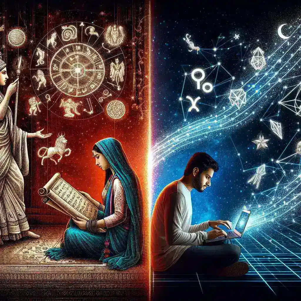 "Astrology report generation process using web tools, showcasing a user-friendly interface with automated features for personalized astrology insights."