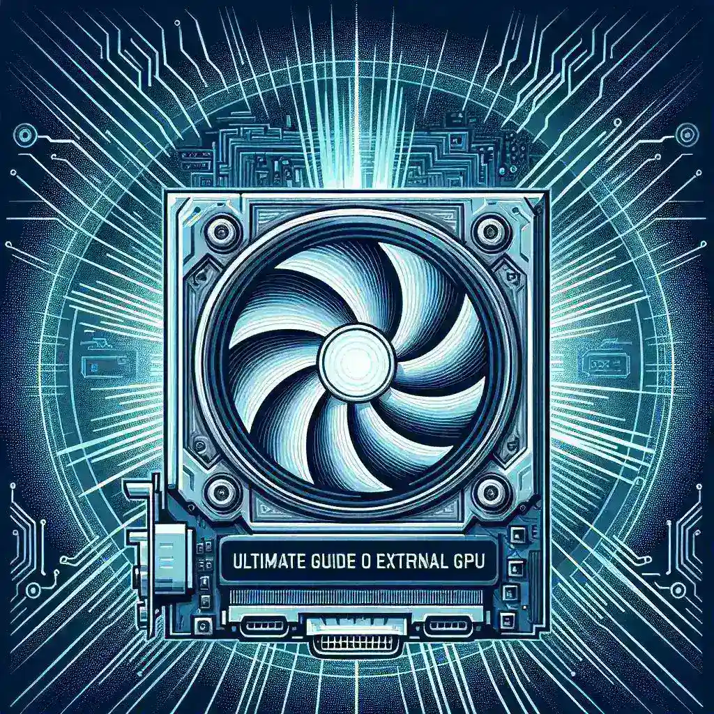 "External GPU setup for enhanced gaming performance – showcasing a high-performance graphics card connected to a laptop, illustrating the benefits of using external GPUs for gaming and graphic-intensive tasks."