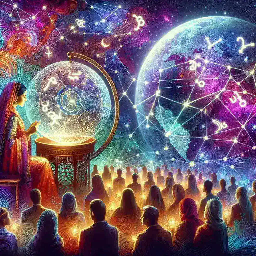 "Astrologer using a laptop to offer online astrology readings on a virtual consultation platform, representing the best platforms for selling astrology readings online."