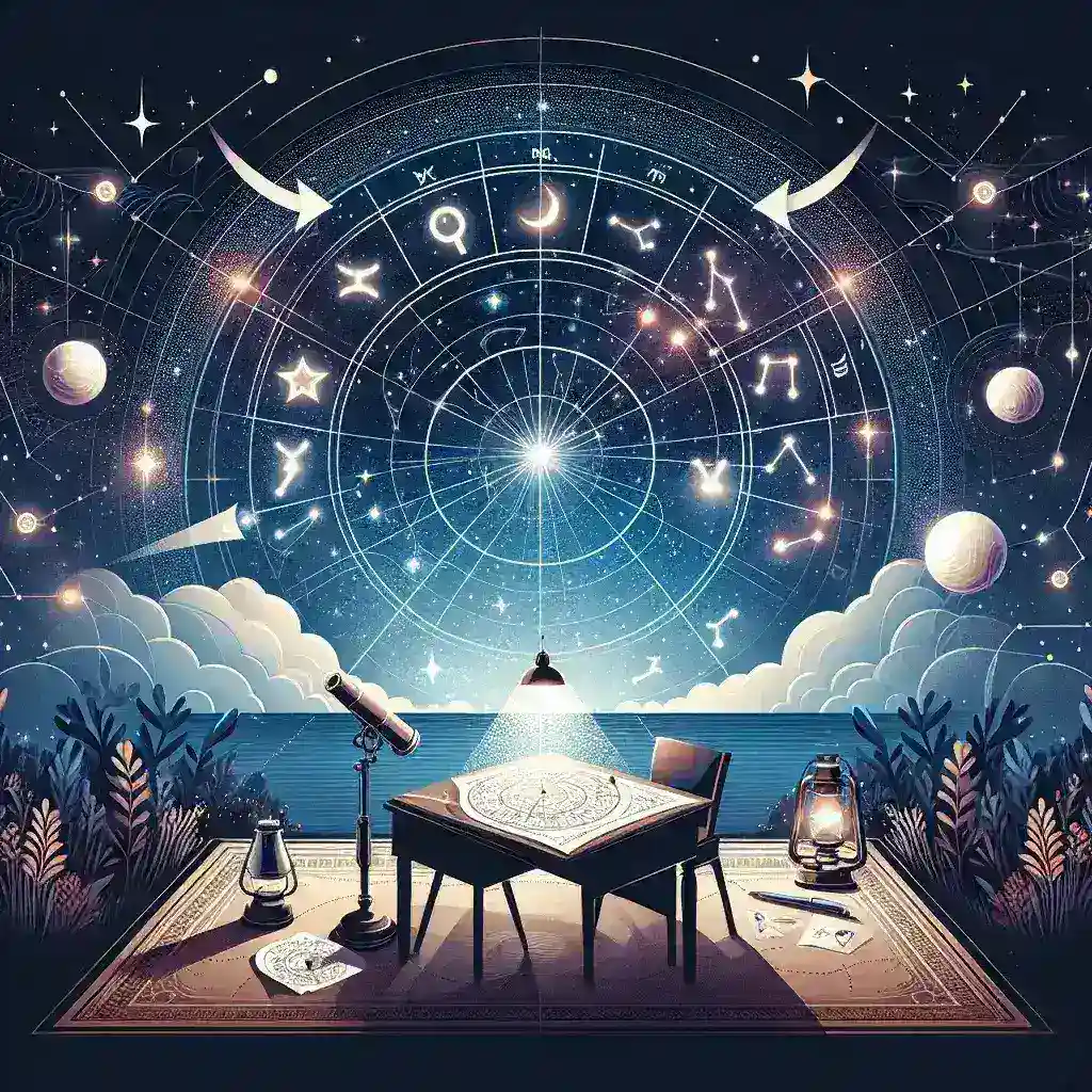 "Astrology newsletter layout featuring celestial imagery and engaging content techniques for high conversion rates"